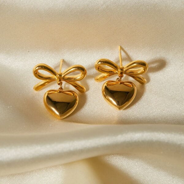 Vanessa Bow Heart Danglers