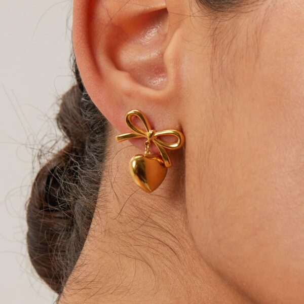 Vanessa Bow Heart Danglers - Image 2
