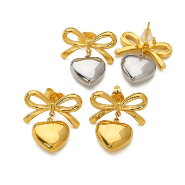 Vanessa Bow Heart Danglers - Image 4