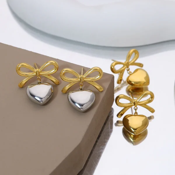 Vanessa Bow Heart Danglers - Image 5