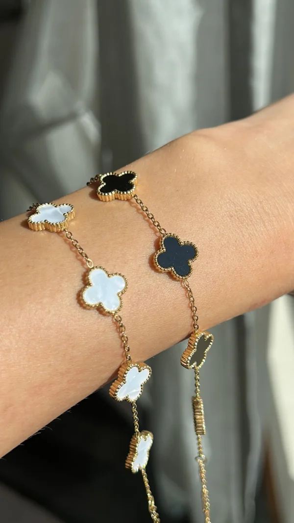 Opalescent Clover Bracelet in White - Image 4