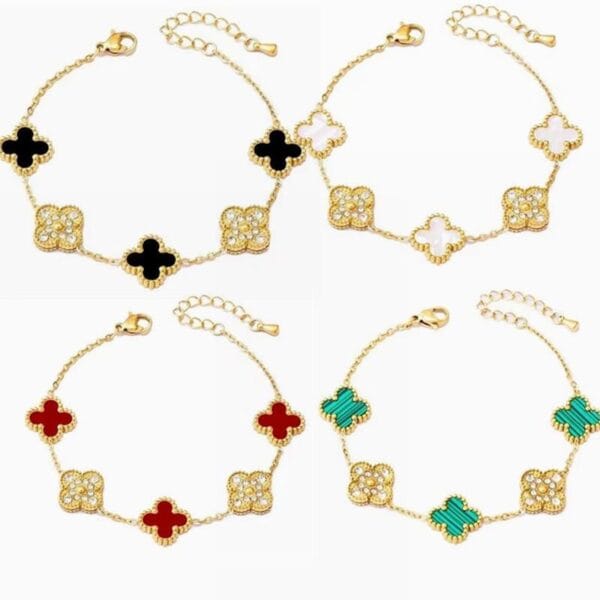 Diamante Clover Bracelet Onyx - Image 2