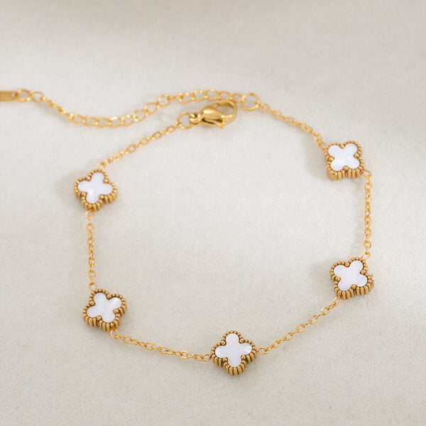 Opalescent Clover Bracelet in White - Image 5
