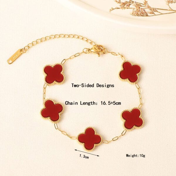 Scarlet Clover Bracelet- Red - Image 2
