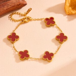 Scarlet Clover Bracelet- Red