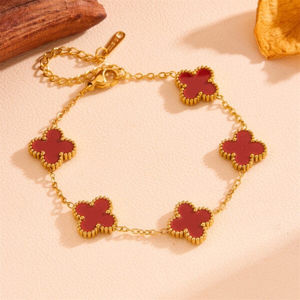 Scarlet Clover Bracelet- Red
