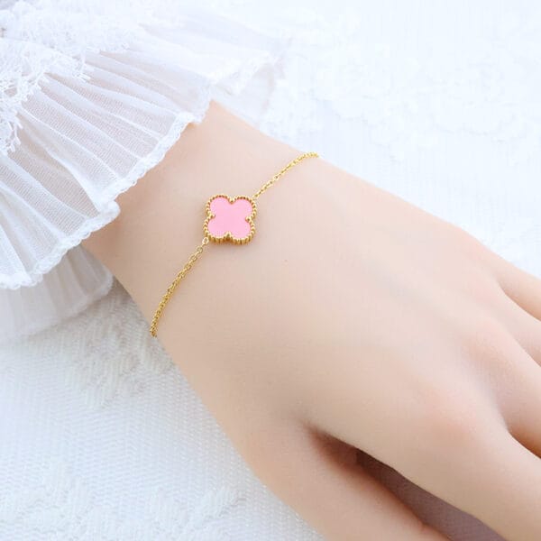 Pink Single Clover Bracelet - Image 2