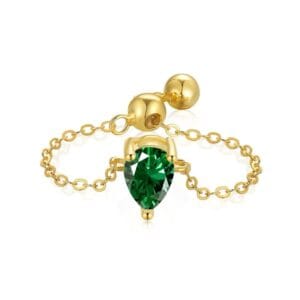 Emerald Teardrop Chain Ring